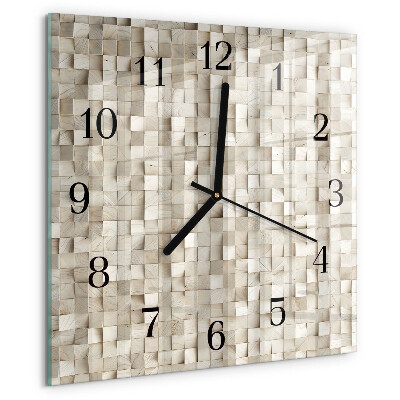 Square wall clock Wooden mosaic