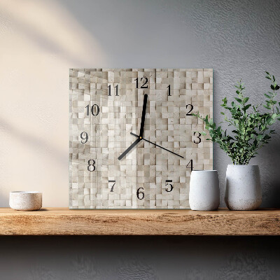 Square wall clock Wooden mosaic