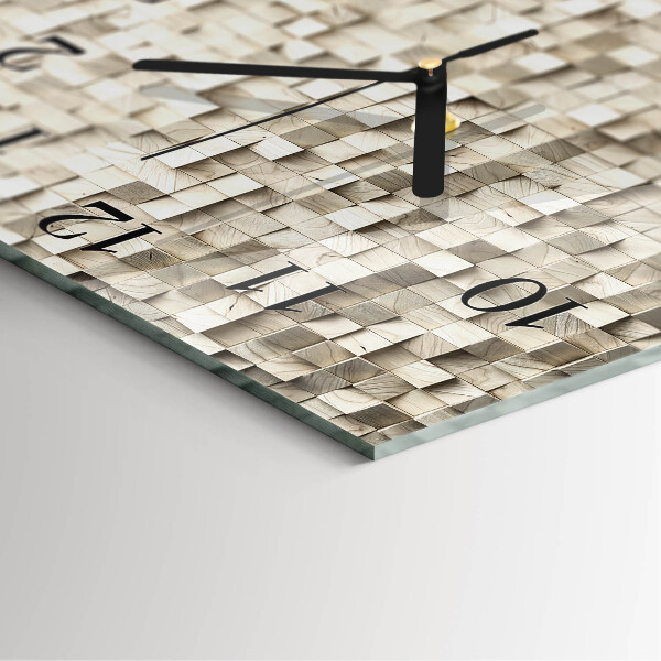 Square wall clock Wooden mosaic