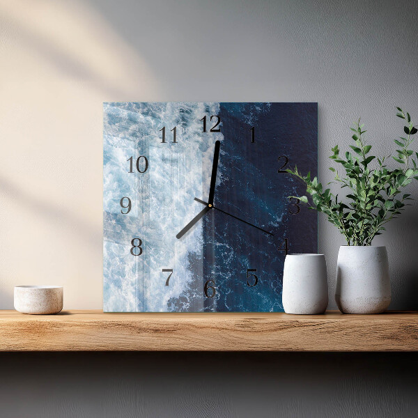 Square wall clock Ocean waves