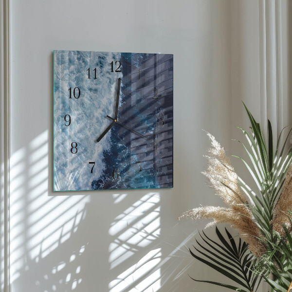 Square wall clock Ocean waves