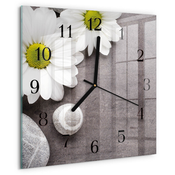 Square wall clock Flowers and stones