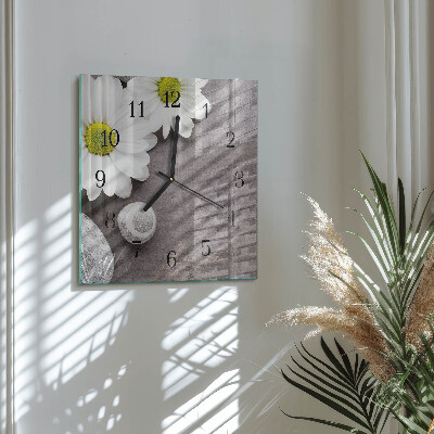 Square wall clock Flowers and stones