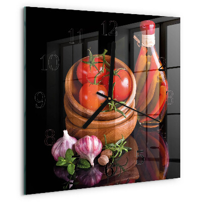 Square wall clock Tomatoes and Garlic