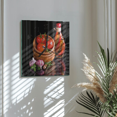 Square wall clock Tomatoes and Garlic