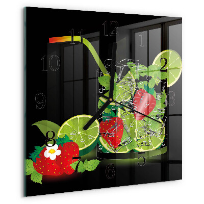 Square wall clock Strawberry and Lime