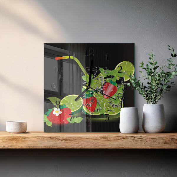 Square wall clock Strawberry and Lime