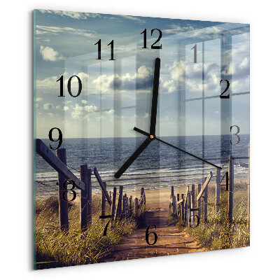 Square wall clock beach sea