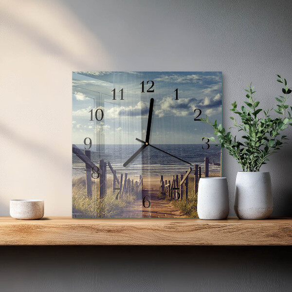 Square wall clock beach sea
