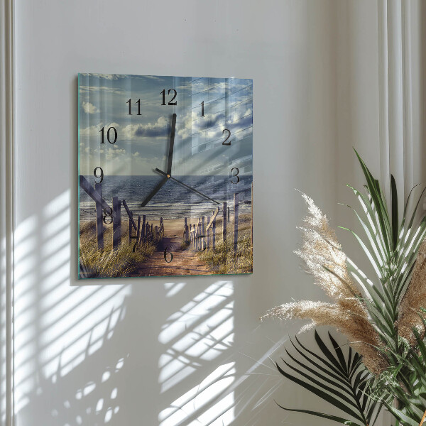 Square wall clock beach sea