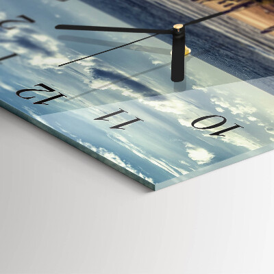 Square wall clock beach sea