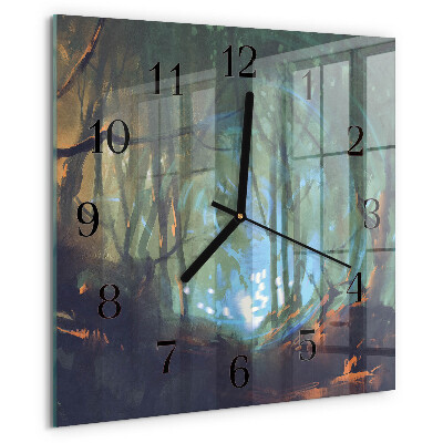 Square wall clock Mystical forest