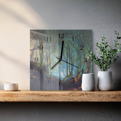 Square wall clock Mystical forest