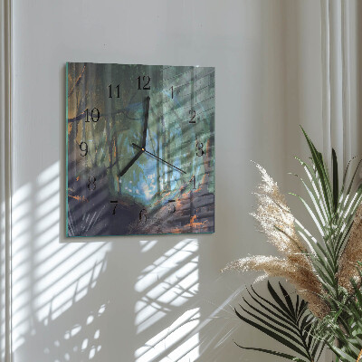 Square wall clock Mystical forest