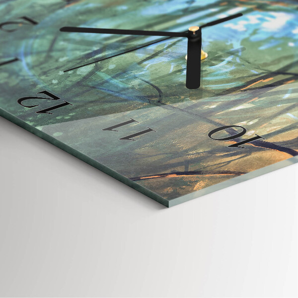 Square wall clock Mystical forest