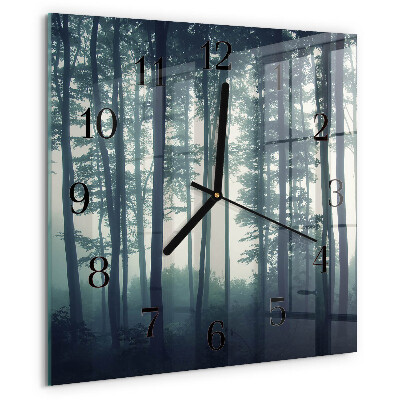 Square wall clock Foggy forest