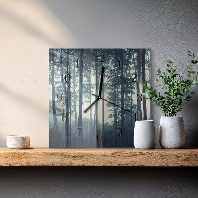 Square wall clock Foggy forest