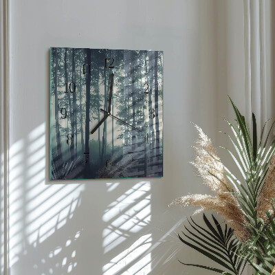 Square wall clock Foggy forest
