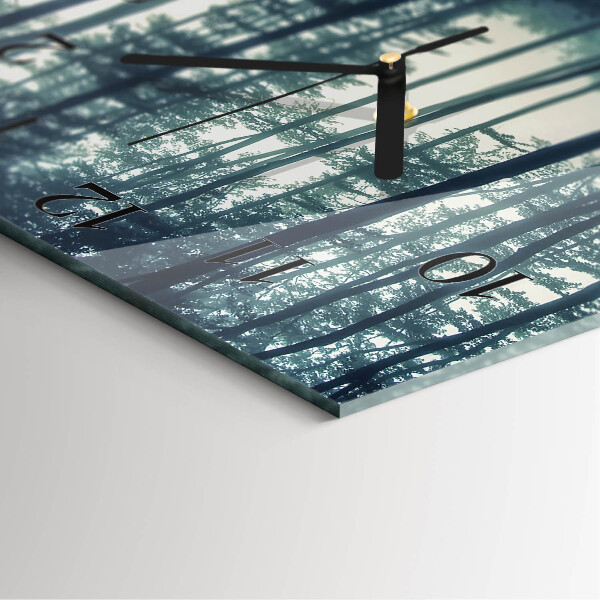 Square wall clock Foggy forest