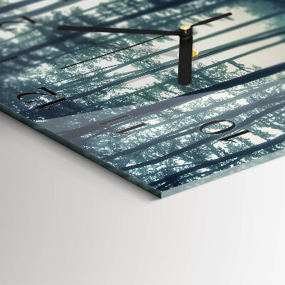Square wall clock Foggy forest