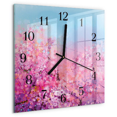 Square wall clock Floral pattern