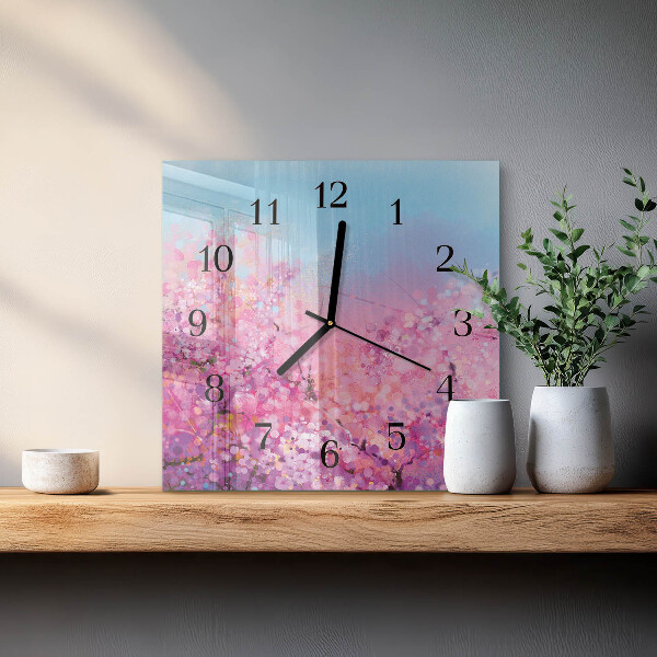 Square wall clock Floral pattern