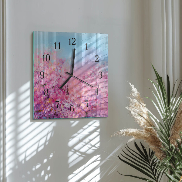 Square wall clock Floral pattern