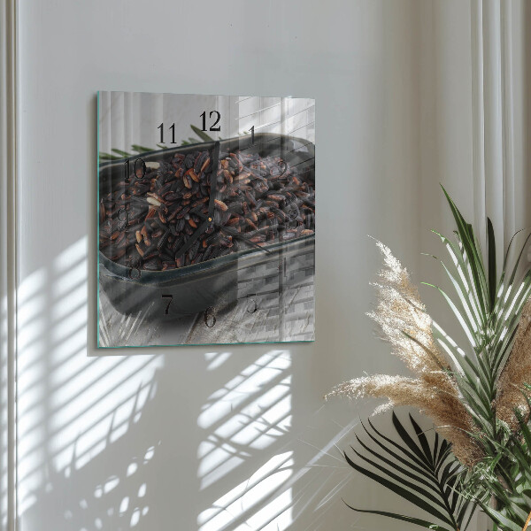 Square wall clock Black rice