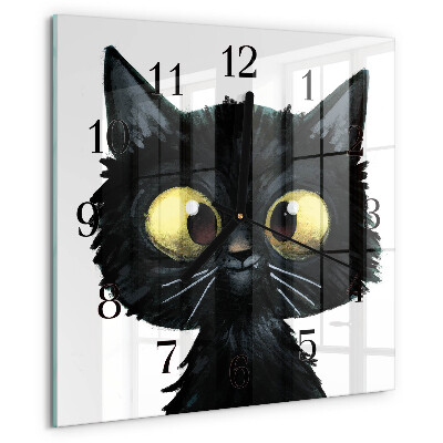 Square wall clock Black cat