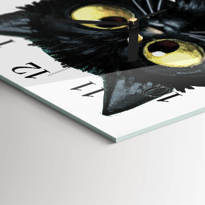 Square wall clock Black cat