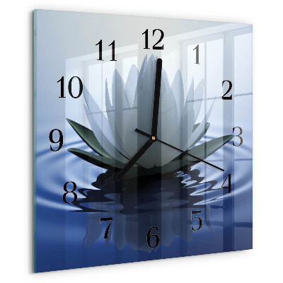 Square wall clock Water lily