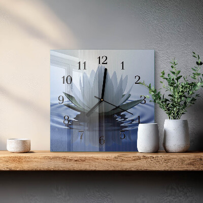 Square wall clock Water lily