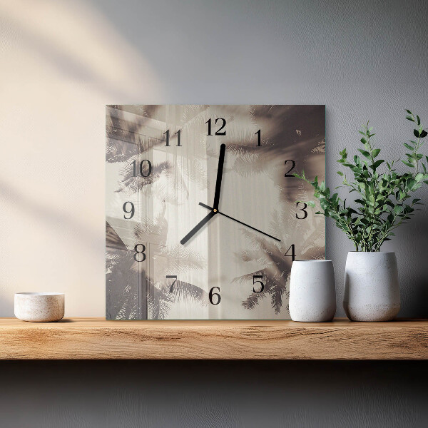 Square wall clock Palm trees