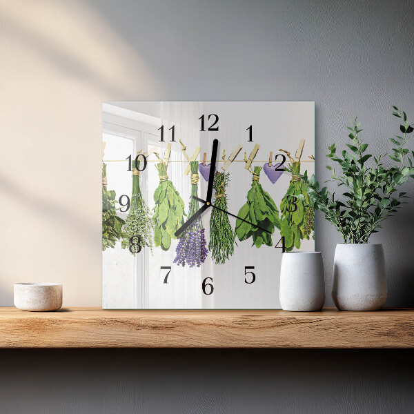 Square wall clock Herbs
