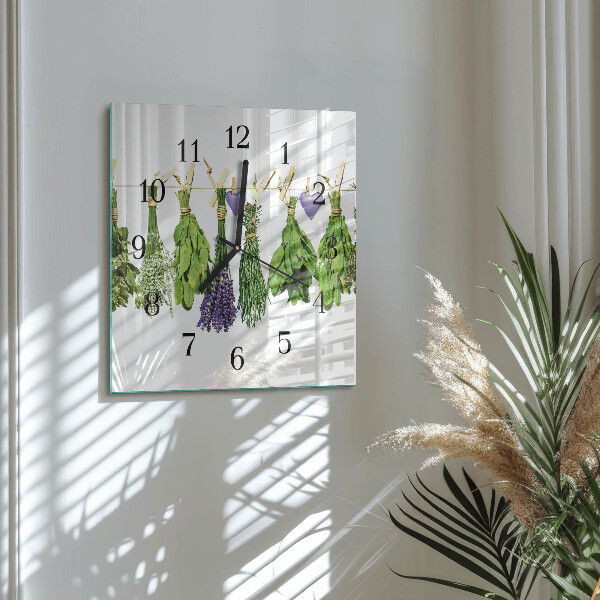 Square wall clock Herbs