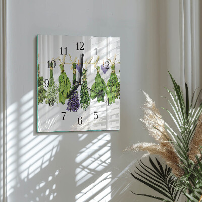 Square wall clock Herbs