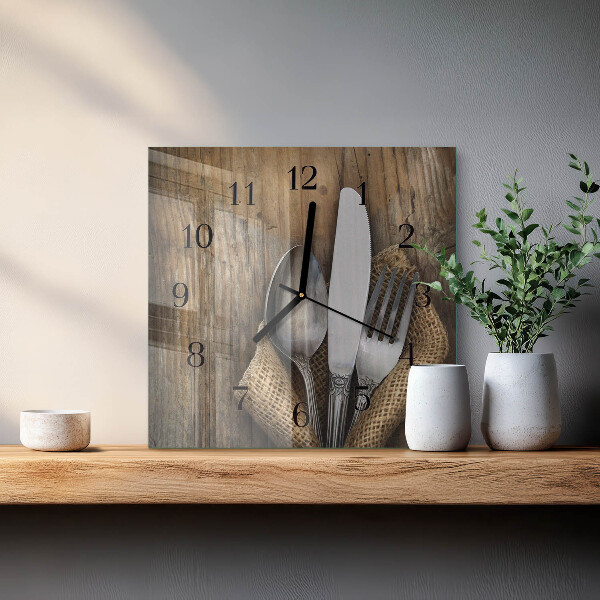 Square wall clock Cutlery