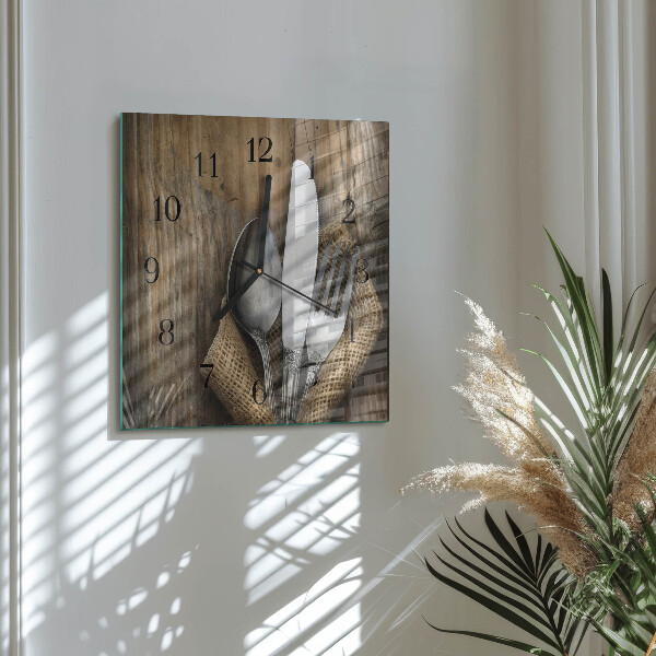 Square wall clock Cutlery