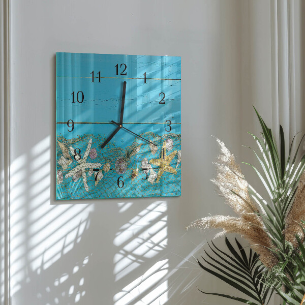 Square wall clock Sea treasures