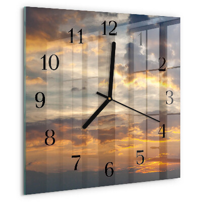 Square wall clock Sunset