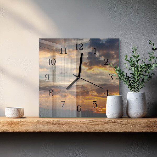 Square wall clock Sunset