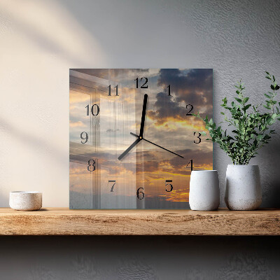 Square wall clock Sunset