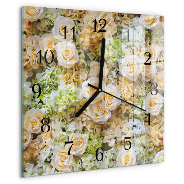 Square wall clock Elegant flowers