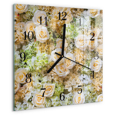 Square wall clock Elegant flowers