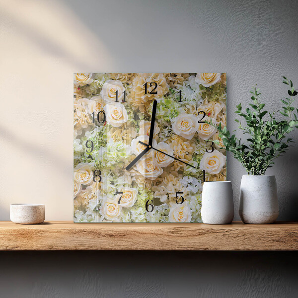 Square wall clock Elegant flowers