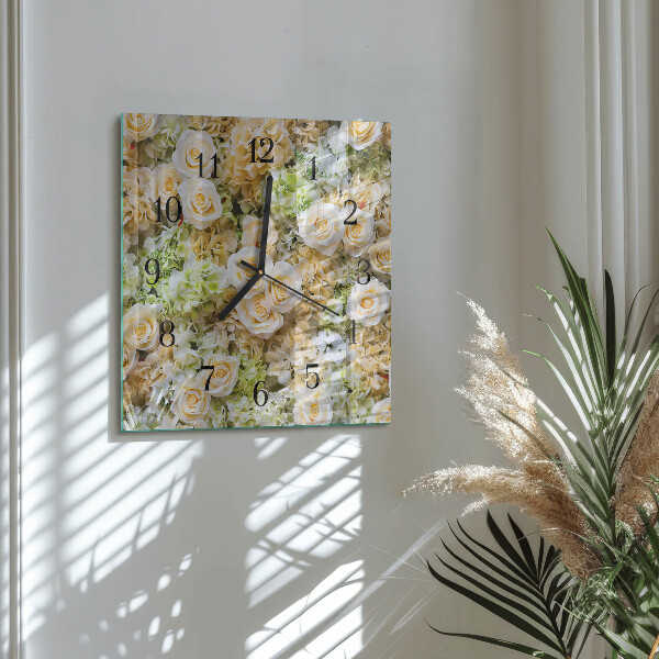 Square wall clock Elegant flowers