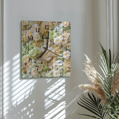 Square wall clock Elegant flowers