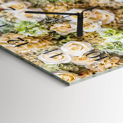 Square wall clock Elegant flowers