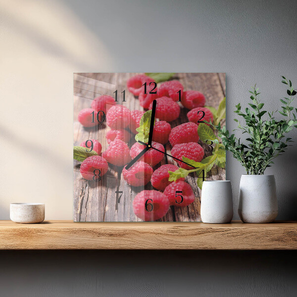 Square wall clock Raspberries