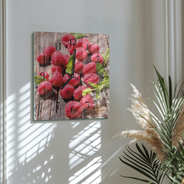 Square wall clock Raspberries